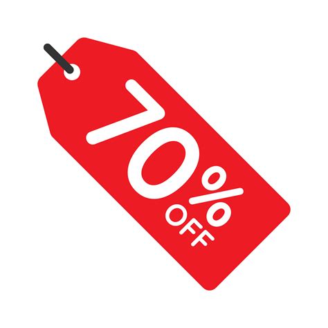 70 por ciento de descuento en el icono de vector de etiqueta aislado en ...