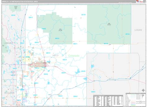 Greeley, CO Metro Area Wall Map Premium Style by MarketMAPS - MapSales