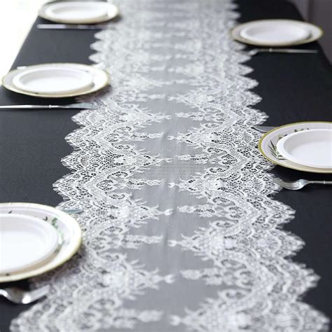 Amazon.com: Efavormart 15"x117" Ivory Premium Lace Table Runner Vintage ...