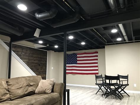 Exposed Basement Ceiling Painted Black