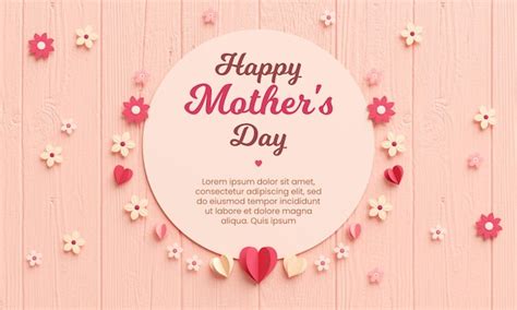 Premium PSD | Happy Mothers Day banner template with texts hearts and ...
