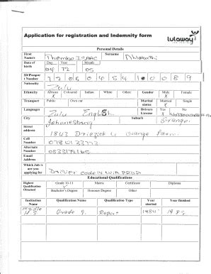 Job Application and Indemnity Form - Blank Fillable Template | Fill Out ...
