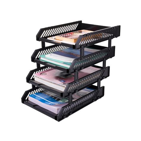 JD FRESH 4-Tier File Tray Rack - Made of ABS Plastic/Durable and Sturdy ...