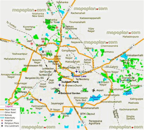Bangalore top tourist attractions map - Bangalore central free to download offline city street ...