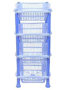 Kuber Industries Plastic 4-Tier Multi-Purpose Square Storage Basket ...
