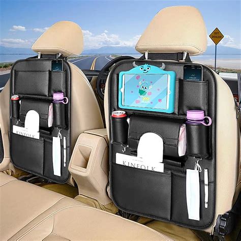 2Pack Car Seat Back Organizer PU Leather Car Seat Protector Travel ...