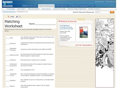 Types of Computer Matching Worksheet 的图像结果