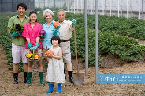 全家人在现代农庄采摘-蓝牛仔影像-中国原创广告影像素材