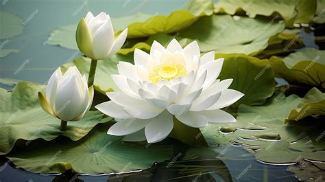 Premium AI Image | White Lotus Flower in water