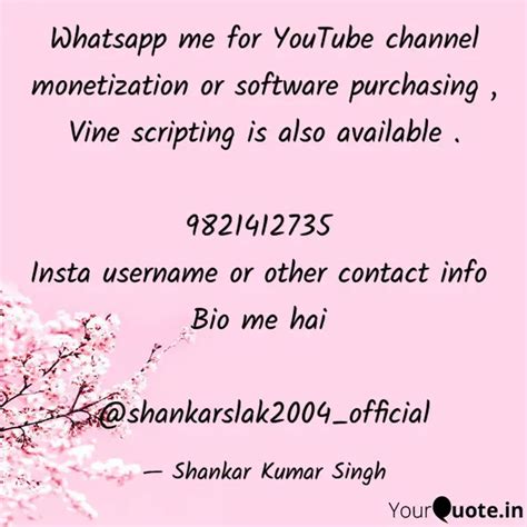 Whatsapp me for YouTube c... | Quotes & Writings by Shankar Kumar Singh ...