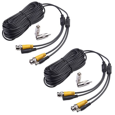 Buy Masione™ 2 Pack 50 Feet Security Camera Video Power Cable CCTV DVR ...