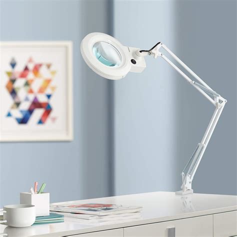 Clancy White LED Architect 3X/5X Magnifier Desk Lamp - #58A68 | Lamps Plus