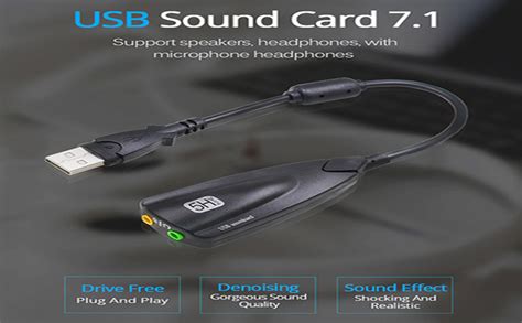 AMS USB Stereo Sound Card, USB 7.1 External Audio Sound Adapter Card ...