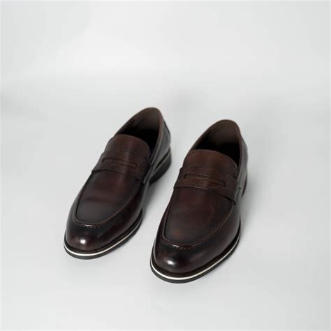Men's Brown Leather Penny Loafers on Isokko. Sold by Berwa Today ...