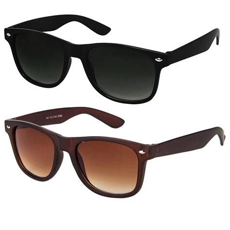 Buy ELEGANTE Men's Bac Wayfarer Sunglasses (Black) -Combo of 2 at Amazon.in