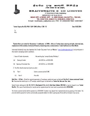 Fillable Online Repair Renovation CMD Office Tender - Braithwaite amp ...