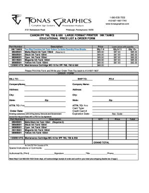 Fillable Online New Canon Ink Tank Order Form for 760 750 650 Fax Email ...