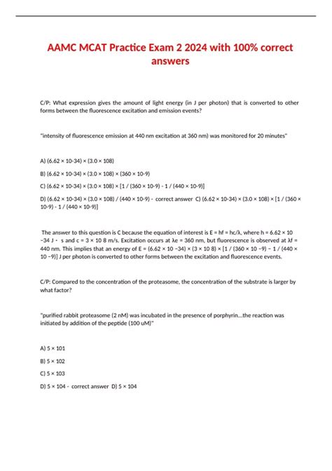 AAMC MCAT Practice Exam 2 2024 with 100% correct answers - AAMC - Stuvia US