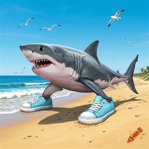 Shark wearing blue Nikes on Craiyon