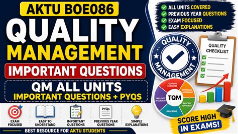 Quality Management Important Questions AKTU BOE086 | QM All Units ...