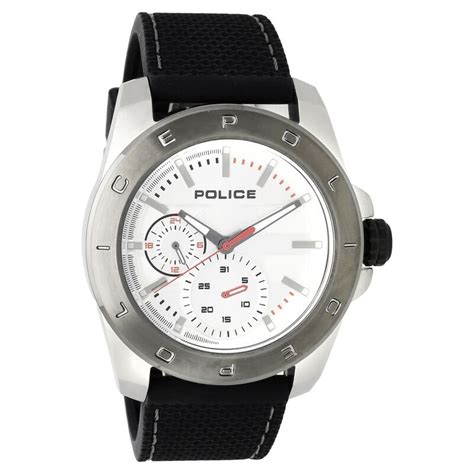 Buy Online Police Quartz Multifunction Silver Dial Leather Strap Watch ...