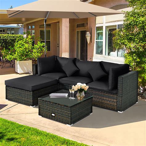 Amazing Black Outdoor Lounge Furniture Reversible Sleeper Sofa