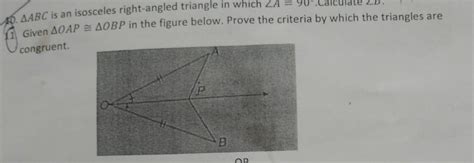fi Given AOAP = AOBP in the figure below. Prove the criteria by which ...