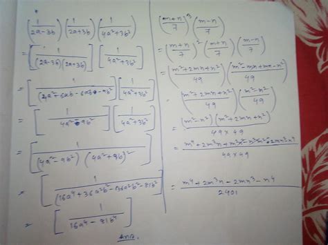 Simplify each of the following products: (i) (1/2a-3b)(1/2a+3b)(1/4a^2 ...