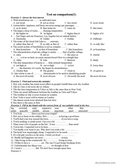 Image result for Comparison Test Worksheets