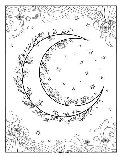 Celestial Moon Coloring Pages For Adults