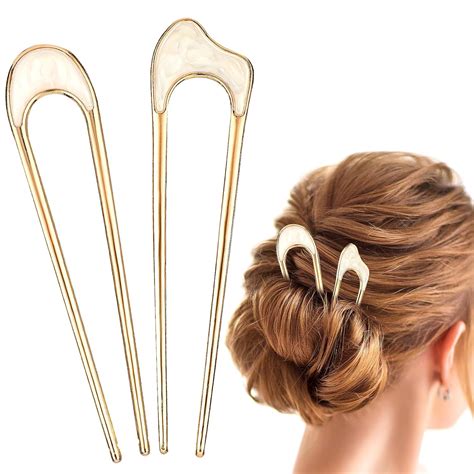 Amazon.com: U-Shaped Metal Hair Forks and Pins for Updo Hairstyles - 2 ...
