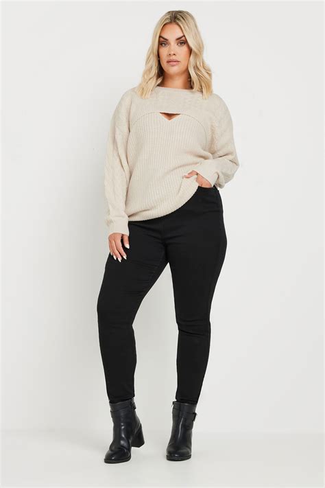 YOURS Plus Size Black Stretch Skinny AVA Jeans | Yours Clothing