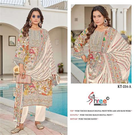 Kt 234 Shree Fabs Viscose Muslin Karachi Salwar Suits Supplier Ahmedab ...