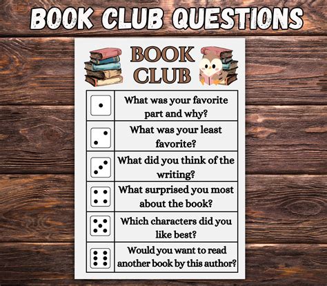 Book Club Discussion Questions Printable, Bookclub Cards, Discussion ...