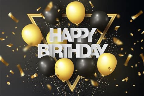 Sfondo di buon compleanno con palloncini realistici | Vettore Gratis