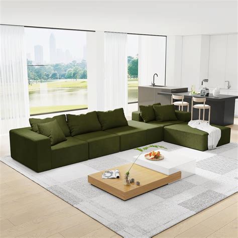 97" L-Shaped Chenille Corner Modular Sectional Sofa Couch with Storage ...