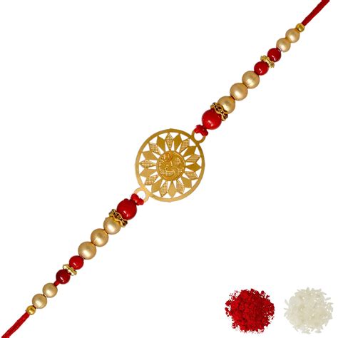 OM Design Gold Bracelet Rakhi - Rakhi for Brother/Kids – Meira Jewellery