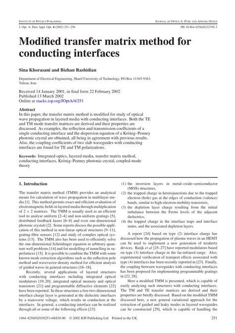 Image result for Transfer Matrix Method Equation