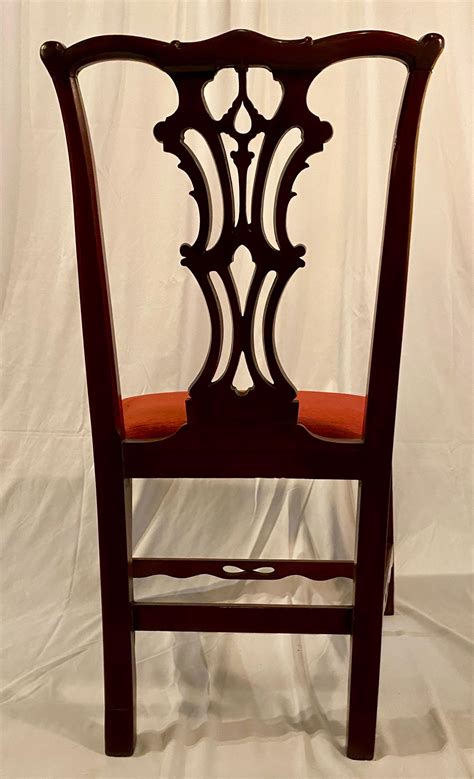 Antigua Silla Inglesa de Caoba Calada Diseño Chippendale, circa 1870 ...