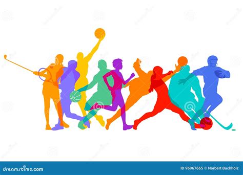 Sports, games and athletes stock vector. Illustration of long - 96967665