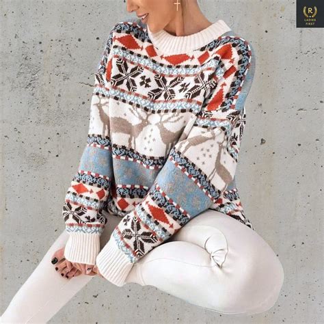 Womens Christmas Sweater, Knitted Christmas Sweater, Winter Snowflake ...