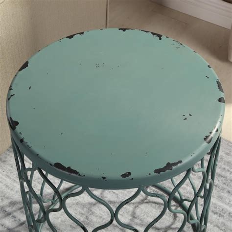 FirsTime FirsTime and Co 17-in W x 21-in H Antique Teal Metal Round ...