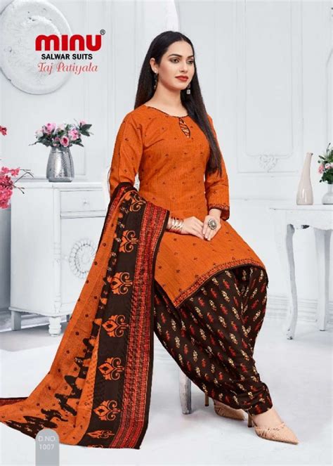 Minu TAJ PATIALA Pure Cotton Printed Unstitched Patiala Dress Material ...