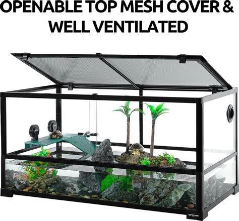 REPTIZOO 50 Gallon Large Turtle Tank Aquarium, 36"×18"×18" Tortoise ...