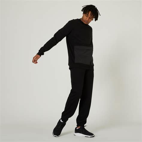 Men's Gym Cotton Blend Sweatshirt with Kangaroo Pocket 520 - Black