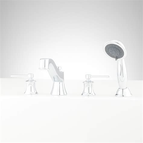 Pendleton 4-Hole Roman Tub Filler and Hand Shower and Valve - Chrome ...