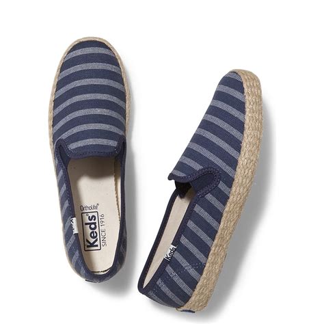Buy Keds Women's Champion Breton Jute Stripe Slip-On,Navy Textile,US 10 ...
