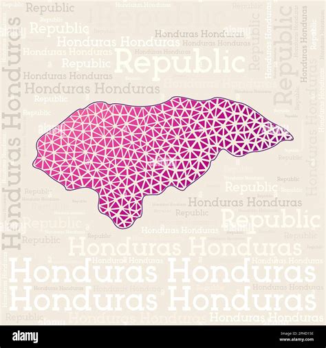 Honduras map design. Country names in different languages and map shape ...