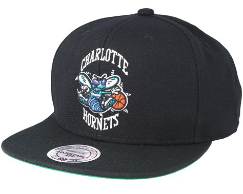 Charlotte Hornets Wool Solid 2 Black Snapback - Mitchell & Ness caps ...