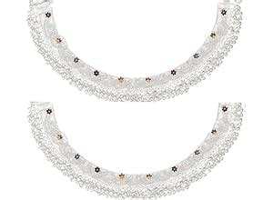 Women and Girls Silver Plated White Metal Anklets Indian Traditional ...